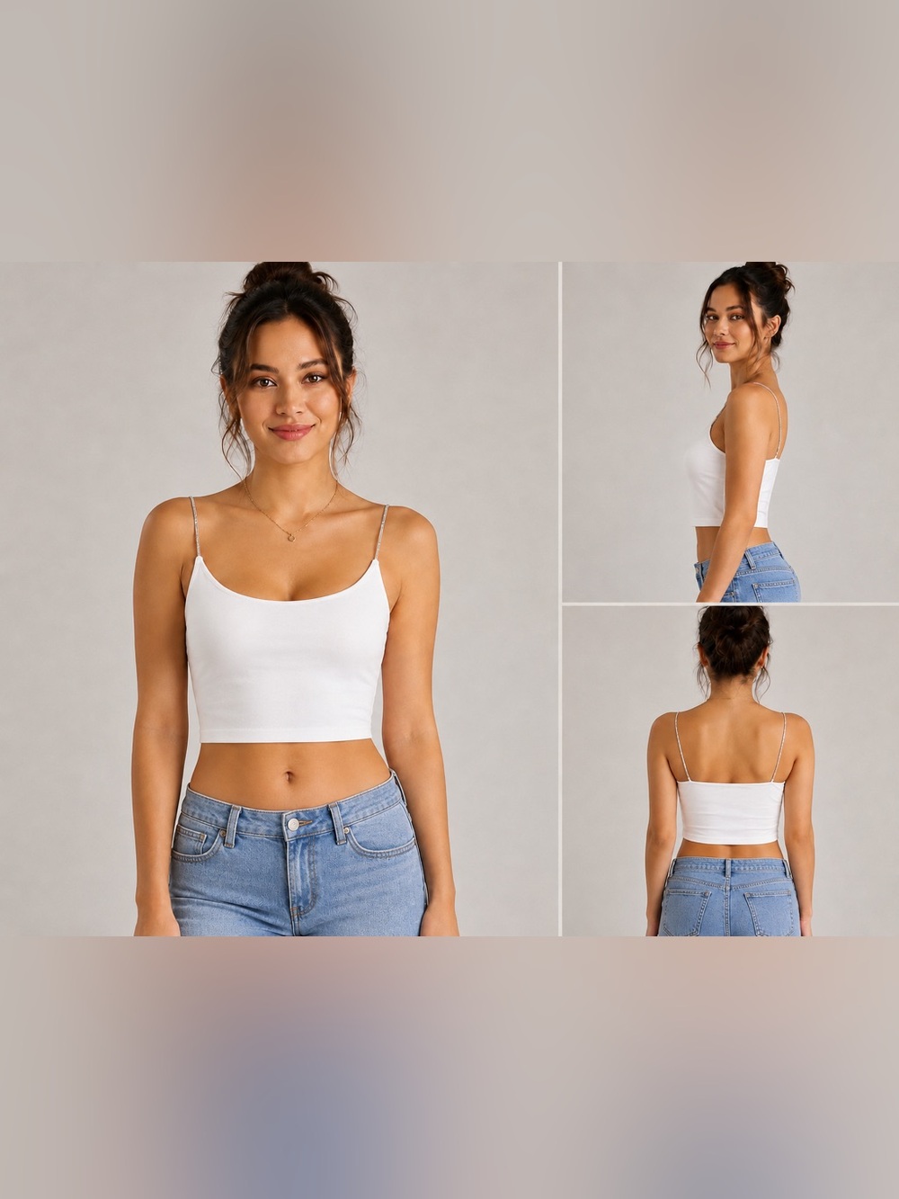 I Joah White Rhinestone Strap Crop Cami Top Size L NWT Y2K Party